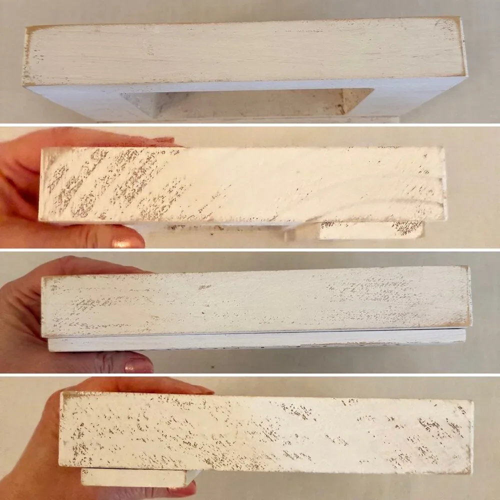 Were Engaged Distressed White Wood Picture Frame Romantic Mudpie Decor Cottage